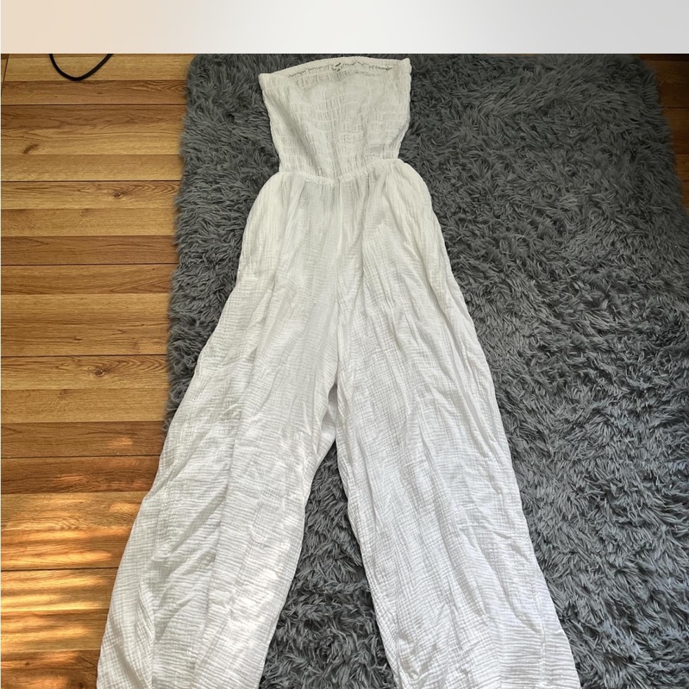 Aerie White Wide-Leg Jumpsuit